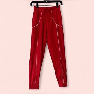 Girls XL 14-16 Red & White 80s Style Athletic Activewear Lightweight Track Pants